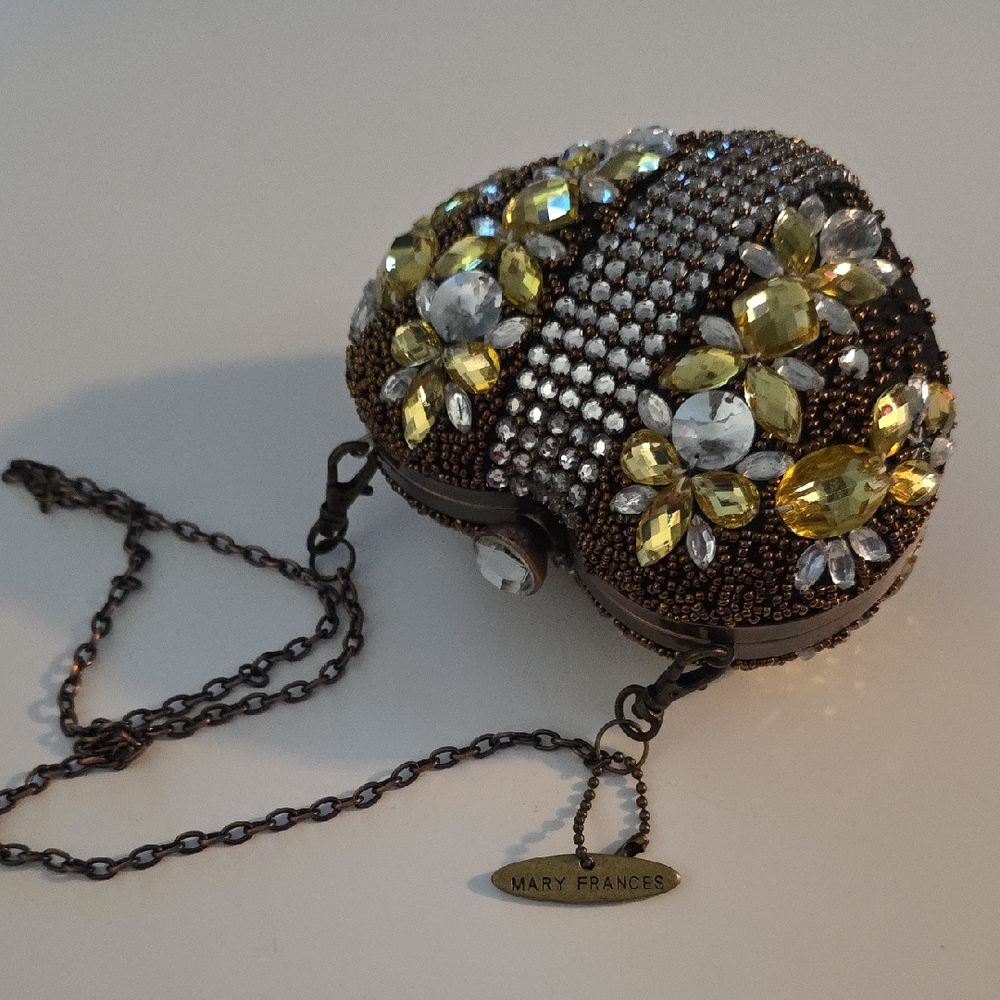 Mary Frances Brown and Yellow Beaded Clutch